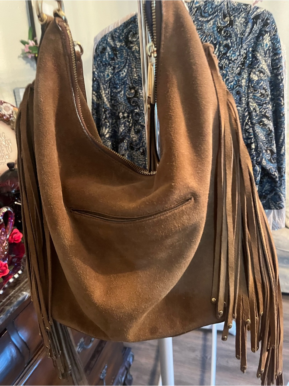 Michael Kors Brown Suede Fringe Shoulder Bag - Picture 3 of 6